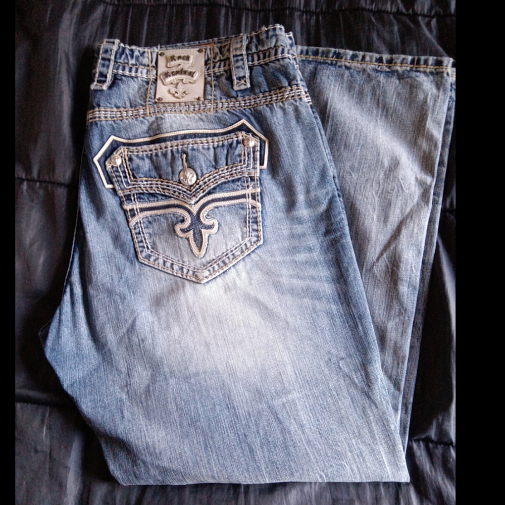 Rock Revival Men Jeans 42 Relaxed Stretch ​Inseam 32" 42x32 42"x32"